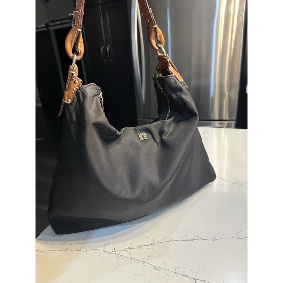 kate spade Handbags - Kate Spade New York Black Nylon Shoulder Bag Purse Trimmed Brown Leather Cheetah